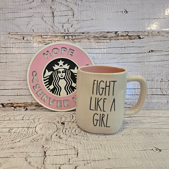 Rae Dunn "Fight Like a Girl" Ceramic Coffee Mug - Picture 1 of 1